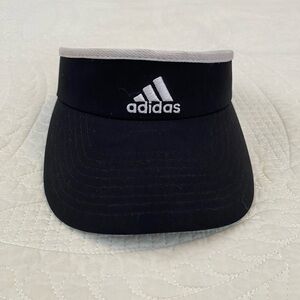 Adidas Black Sports Visor with White Logo and White Trim